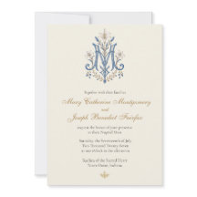 Elegante Monograma Floral Mariana Católica