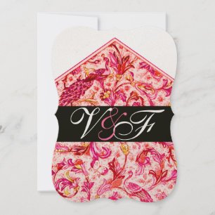 CONVITE ELEGANTE MONOGRAMA FLORAL ROSA FLORENTINO ANTIGO