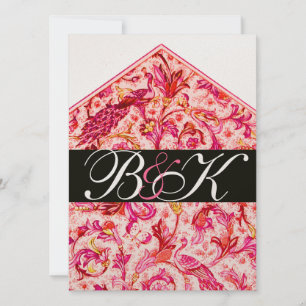 CONVITE ELEGANTE MONOGRAMA FLORAL ROSA FLORENTINO ANTIGO