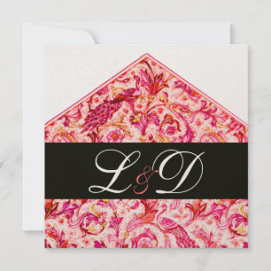 CONVITE ELEGANTE MONOGRAMA FLORAL ROSA FLORENTINO ANTIGO