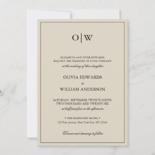 Convite Elegante Monograma Minimalista de Casamento