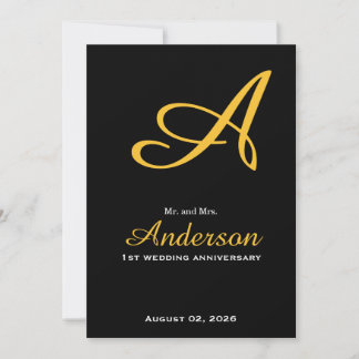 Convite Elegante Monograma Preto Dourado Aniversário de Ca