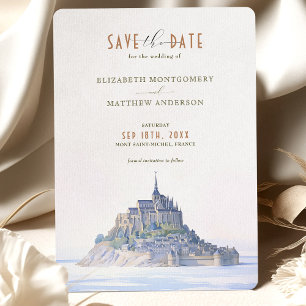 Convite Elegante Mont Saint-Michel Save-the-Date