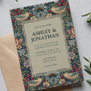 Convite Elegante Morris Strawberry Theif Casamento de Padr