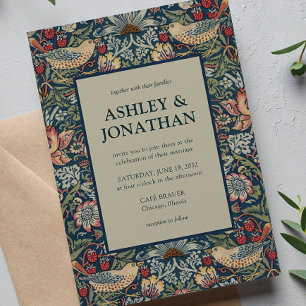 Convite Elegante Morris Strawberry Theif Casamento de Padr