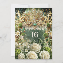 Convite Elegante Moss & Moonlight Regal Green Sweet 16 Inv