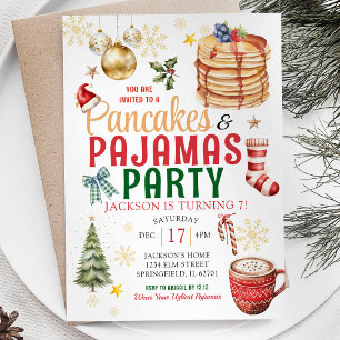 Convite Elegante Natal Branco Pancake Pijamas Aniversário 