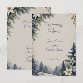 Convite Elegante Natal de Inverno Azul e Dourado