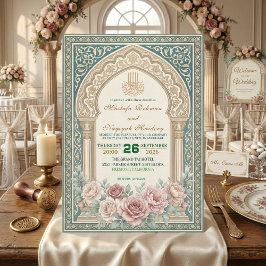 Convite Elegante Nikah Islâmico Caligrafia Bismillah