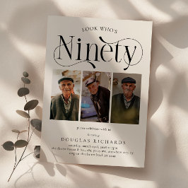 Convite Elegante NINETY 3 90 de colagem de fotos Aniversár