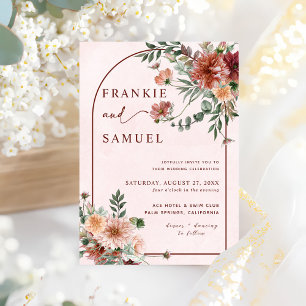 Convite Elegante no Casamento dos Toninhos Rosa de outono