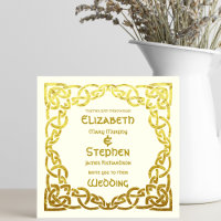 Elegante Nó Celta de Casamento Marfim Falso Dourad