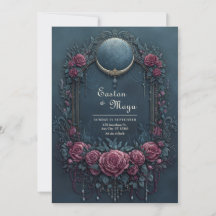 Elegante Noite de Casamento Floral Burgundy Azul-M