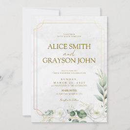 Convite Elegante Noiva Boho Floral Verde Salvia Casamento