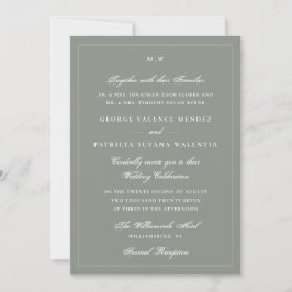 Convite Elegante Noiva com Monograma Verde Sálvia