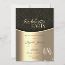 Elegante Noiva Damasco Preto Dourado
