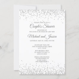 Convite Elegante Noiva de Casal Brilho Prata Branco