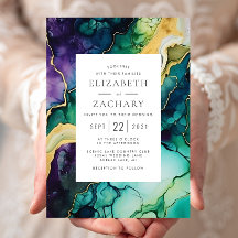 Elegante Noiva de Plum Abstract Verde Dourado