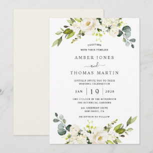 Convite Elegante Noiva Marfim Floral Bonito Casamento 