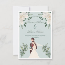 Convite Elegante Noiva & Noivo Casamento Ilustrado