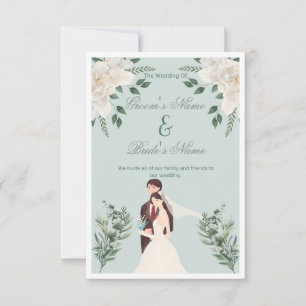 Convite Elegante Noiva & Noivo Casamento Ilustrado