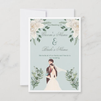 Convite Elegante Noiva & Noivo Casamento Ilustrado