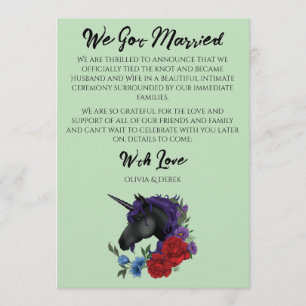 Convite Elegante Noiva Preto Unicórnio Floral Fantasia Cas