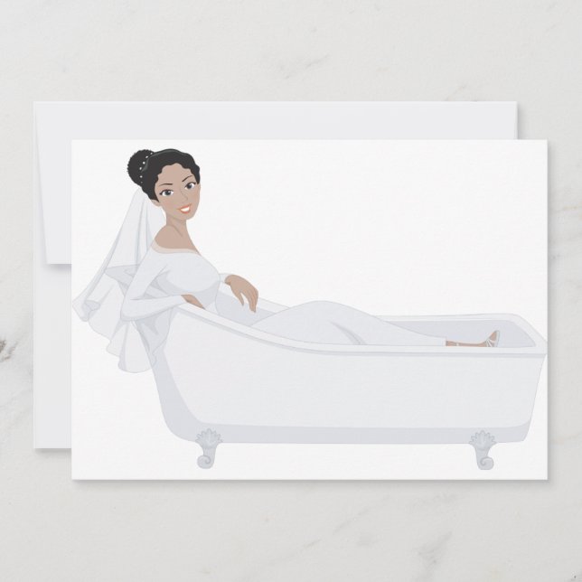 Convite Elegante Noiva Relaxando em Bathtub Wedding Design (Frente)