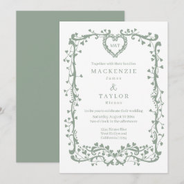 Convite Elegante Noiva Verde Casamento Francês Quadro Cora