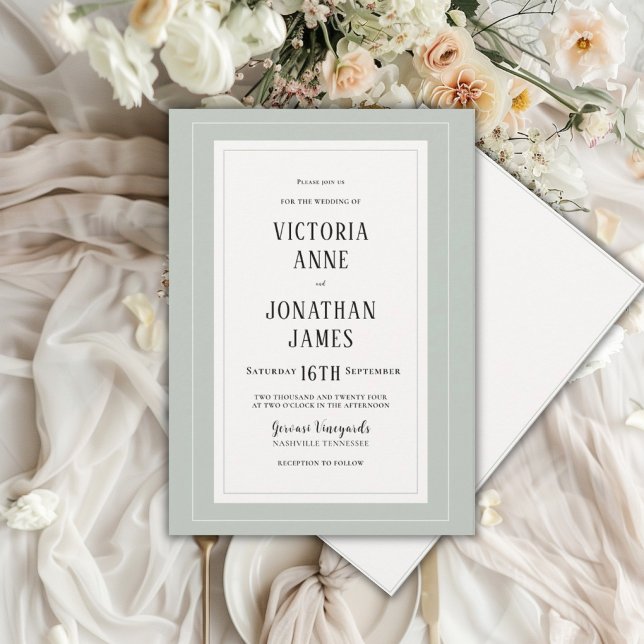 Convite Elegante Noiva Verde e Creme Chic Casamento (Criador carregado)