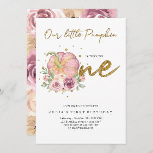 Convite Elegante Nosso Pequeno Pumpkin Primeiro Aniversári