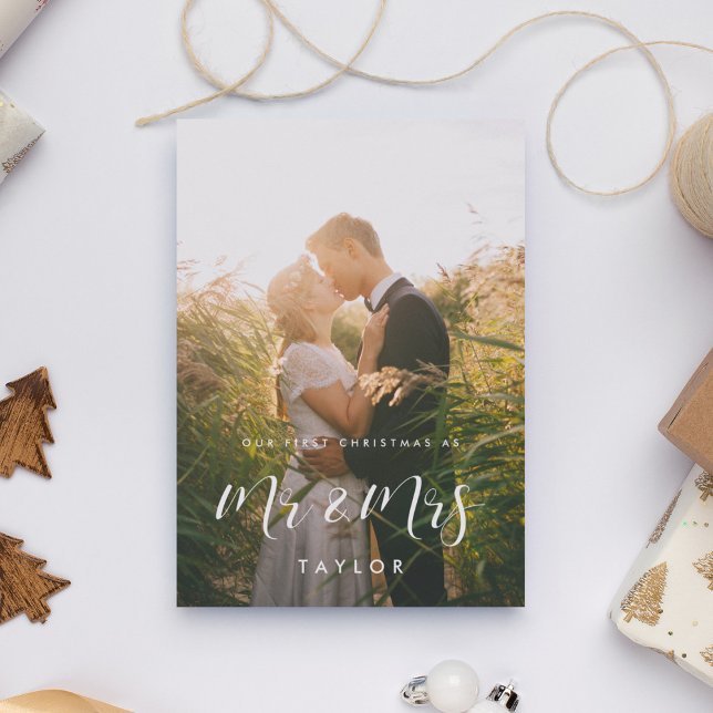 Convite Elegante Nosso Primeiro Natal como Sr. e Sra. Foto (Criador carregado)