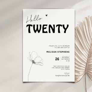 Convite Elegante Olá Vinte Negrito Tipografia 20º Aniversá