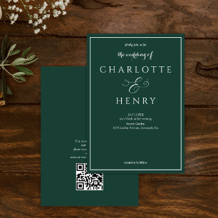 Convite Elegante Orçamento Casamento Código Qr Esmeralda V