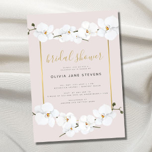 Convite Elegante Orquídeas Boho, Chá de panela Dourado Ros
