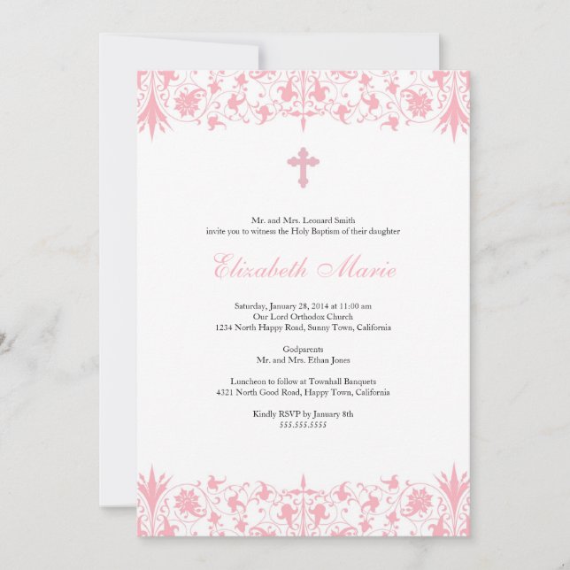 Convite elegante ortodoxo do baptismo (Frente)