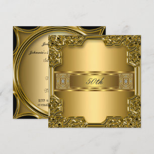 Convite Elegante Ouro Aniversário de 50º Aniversário de Na