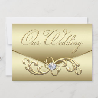 Convite Elegante Ouro Diamante Rodopio Ouro Casamento