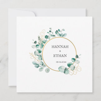 Convite Elegante Ouro Folhagem Eucalipto Personalizado  