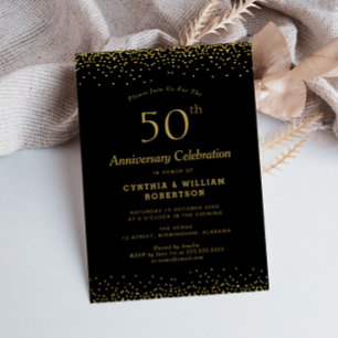 Convite Elegante ouro preto 50º aniversário de casamento