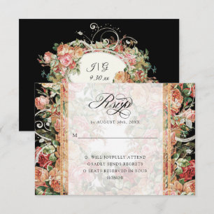 Convite Elegante Outono Floral Borgonha Bege Floral Dourad