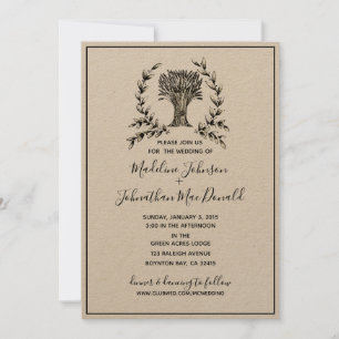 Convite elegante outono HARVEST WEDDING letterpress de out