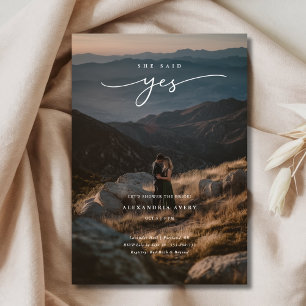 Convite Elegante Overlay Foto Ela Disse Sim Chá de panela