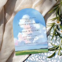 Elegante Paisagem Pintada Céu Azul Nuvens Casament