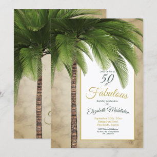 Convite Elegante Palm Tree 50 e Fabuloso Aniversário Mode