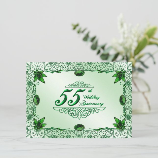 Convite Elegante para 55º Aniversário de Casamento (Em pé/Frente)