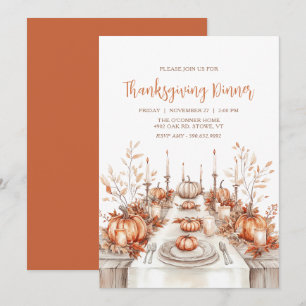 Convite Elegante para a Mesa do Jantar de Ação de