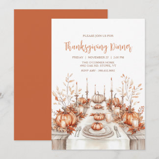 Convite Elegante para a Mesa do Jantar de Ação de