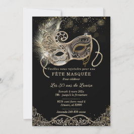 Convite Elegante para Aniversário de Festa Mascarada
