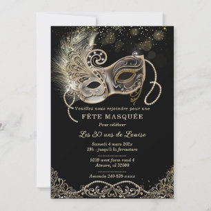 Convite Elegante para Aniversário de Festa Mascarada